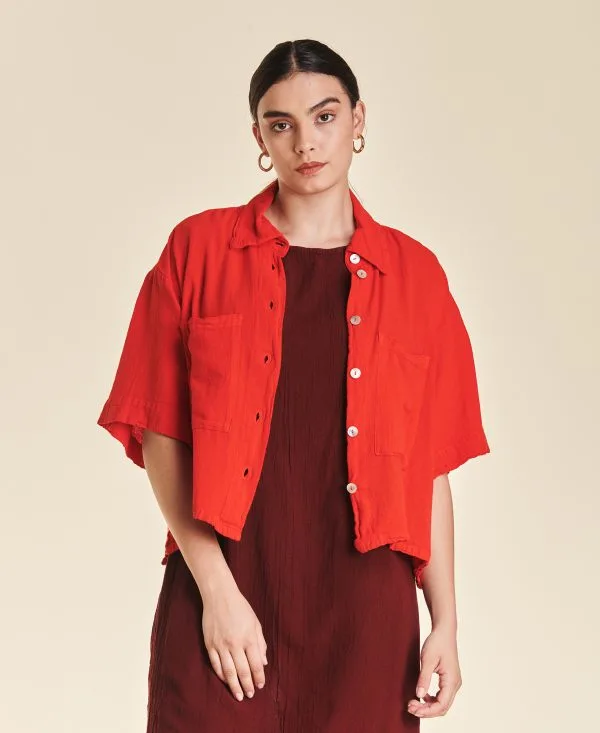 camisa corta de algodón Lena