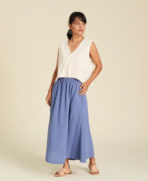 Falda recta de algodón con bolsillos Clara color azul morado Sea