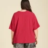 Blusa de manta corte recto con mangas ¾ Erin color rojo rosa Pitaya