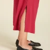 Vestido largo con cinturón de algodón Kai color rojo rosa Pitaya