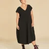 Vestido midi de algodón con manga corta Natalie color negro