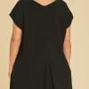 Vestido midi de algodón con manga corta Natalie color negro