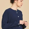 Vestido camisa larga de algodón Pier color azul marino