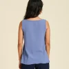 Blusa básica de algodón sin mangas Tank color azul morado Sea