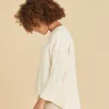 Blusa holgada de algodón de manga larga Abby color hueso