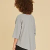 Blusa larga de algodón con mangas ¾ Aruba color gris claro