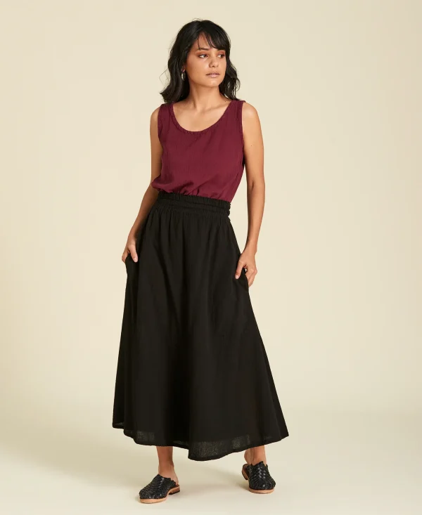 Falda recta de algodón con bolsillos Clara color negro