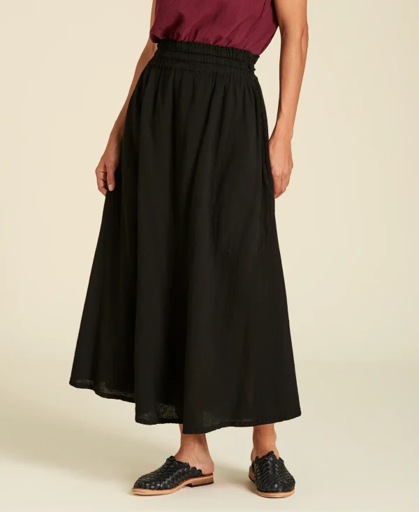 Falda recta de algodón con bolsillos Clara color negro