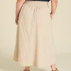 Falda recta de algodón con bolsillos Clara color beige claro