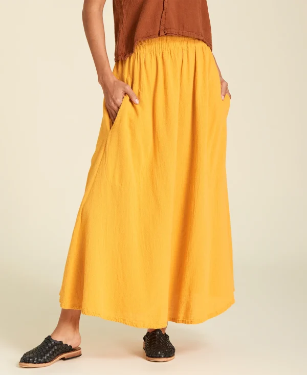 Falda recta de algodón con bolsillos Clara color amarillo mostaza