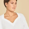Blusa de manta corte recto con mangas ¾ Erin color blanco