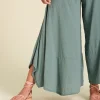 Pantalón ancho de manta Island color verde gris