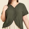 Blusa mariposa de algodón Lola color verde militar