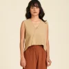 Blusa crop de algodón Luisa color beige