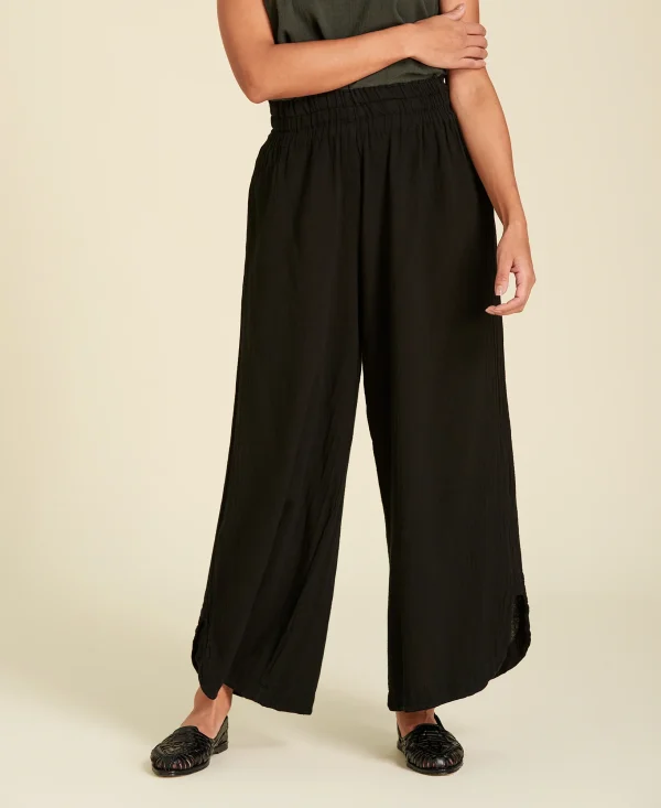 Pantalón culotte de algodón con aberturas Opalo color negro