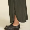 Pantalón culotte de algodón con aberturas Opalo color verde militar