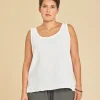 Blusa básica de algodón sin mangas Tank color blanco