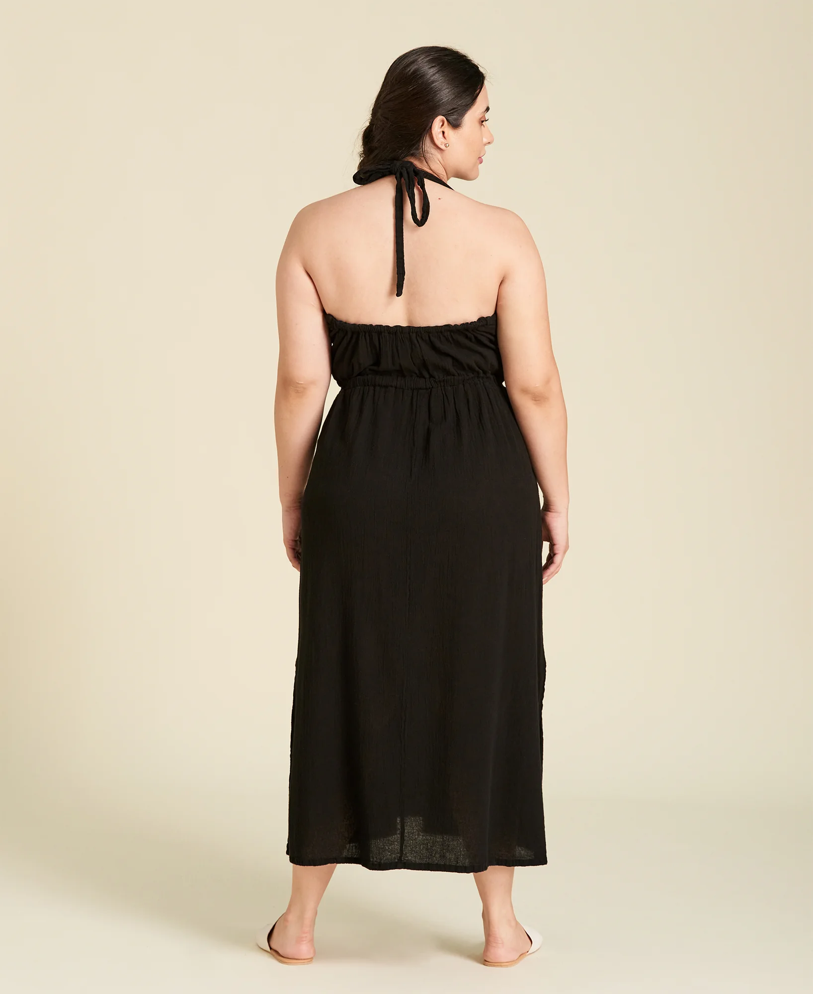 Vestido halter largo Patricia color negro Black