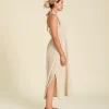 Vestido halter largo Patricia color beige claro Rye