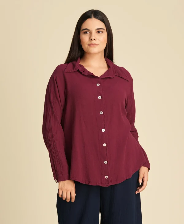 Camisa básica de algodón Josephine Beet