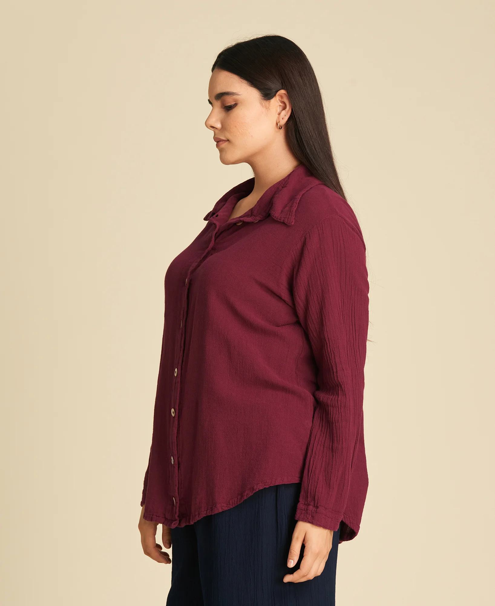 Camisa básica de algodón Josephine Beet