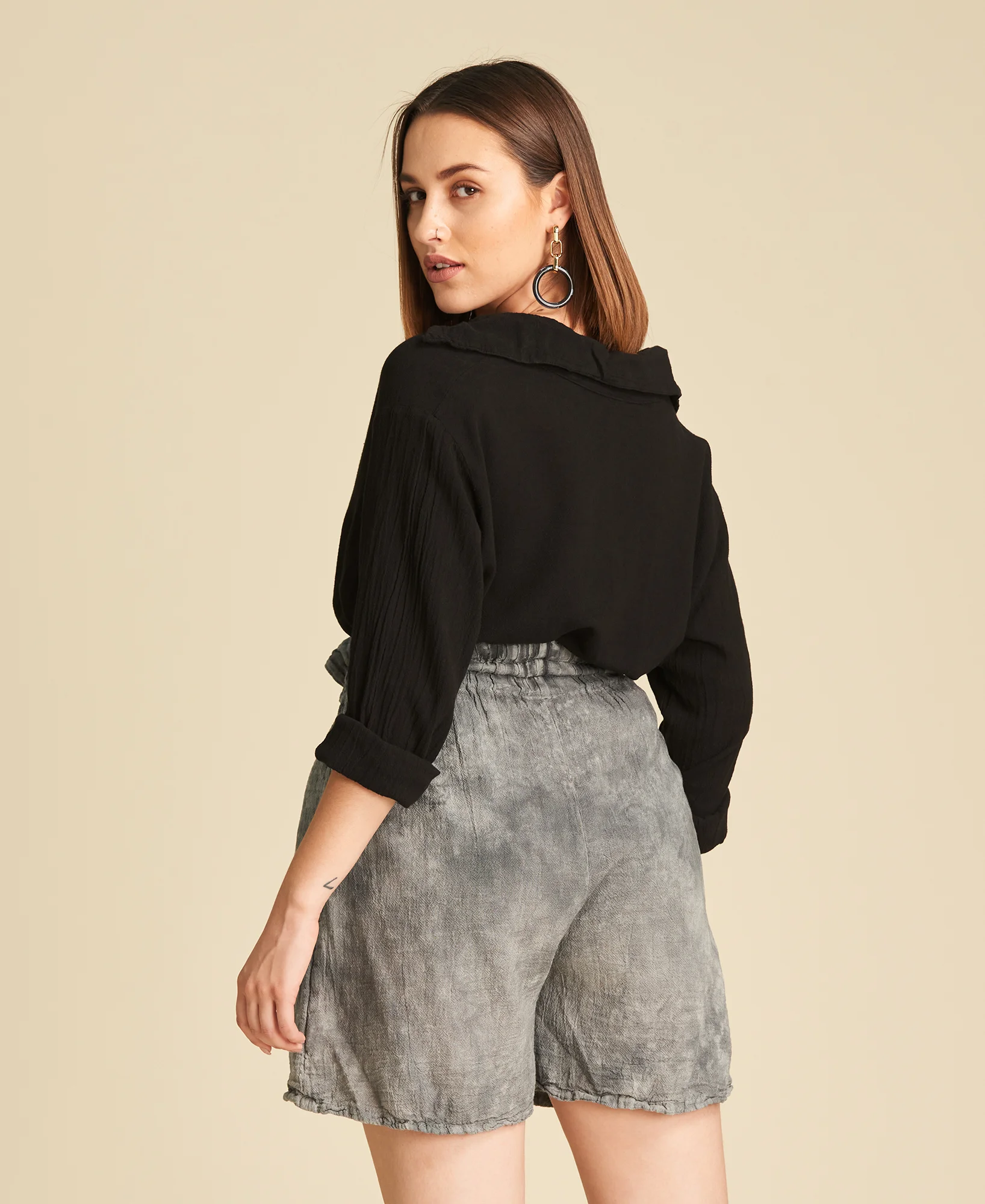 Camisa básica de algodón Josephine Black